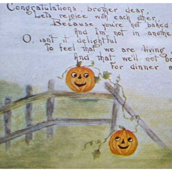 Halloween Thanksgiving Postcard Pumpkins Owen Serie 800 Original Norfolk VA 1911 - Picture 2 of 5
